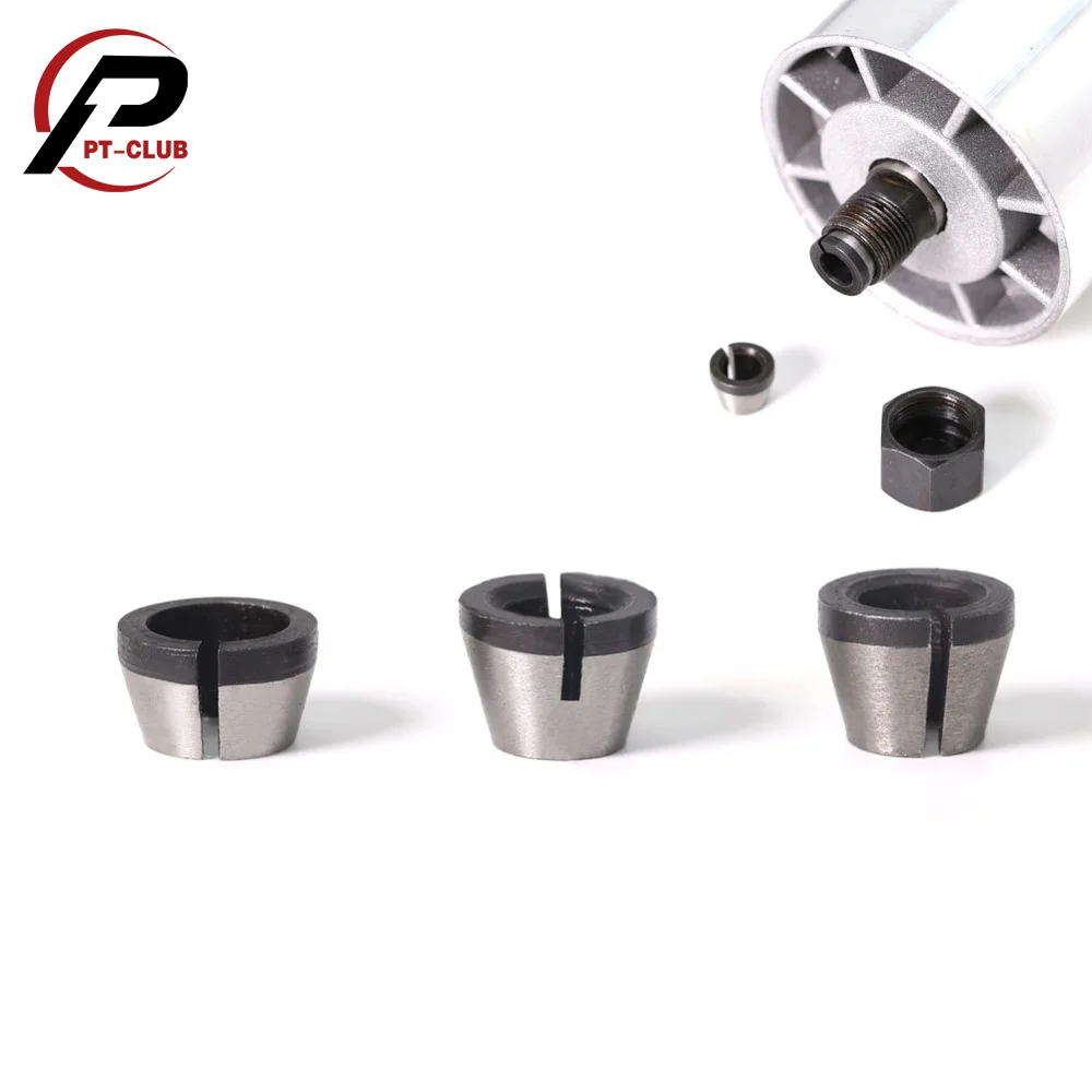 1 pieza / 3 piezas 6mm 6,35mm 8mm portabrocas adaptador de alta precisión máquina de recorte de grabado enrutador eléctrico