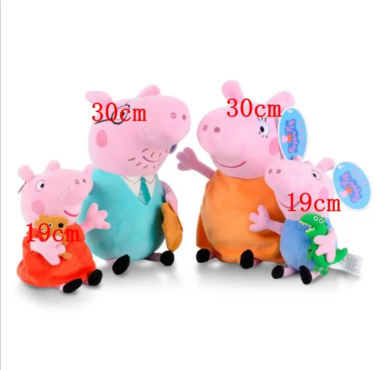 4 шт./компл. Peppa Pig 30 см/19 см мягкая плюшевая игрушка с брелком кулон друг семейство розовых свиней партия игрушек Детский подарок на день рождения