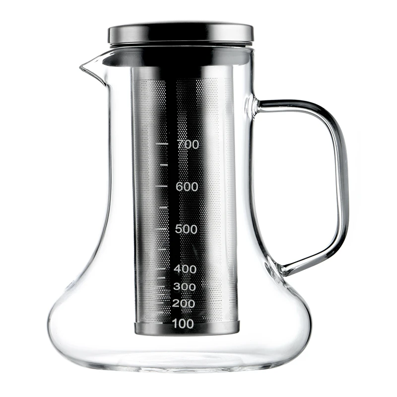 MICCK Портативный мокко холодного пива Cafetera фильтр многоразовые Стекло Чай заварки Кофеварка инструмент кофеварка для приготовления эспрессо на капельная, для воды и льда Кофе фильтр - Цвет: 700ML