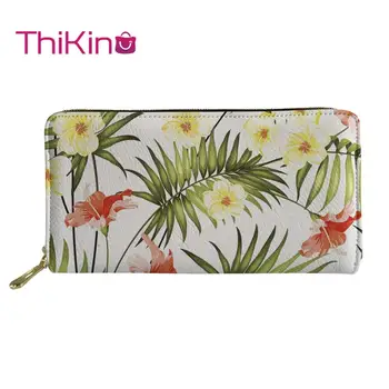 

Thikin palm tree leaf Pattern Long Wallets Zipper Phone Bag for Girls Clutch Purse Carteira Handbags Notecase 2019