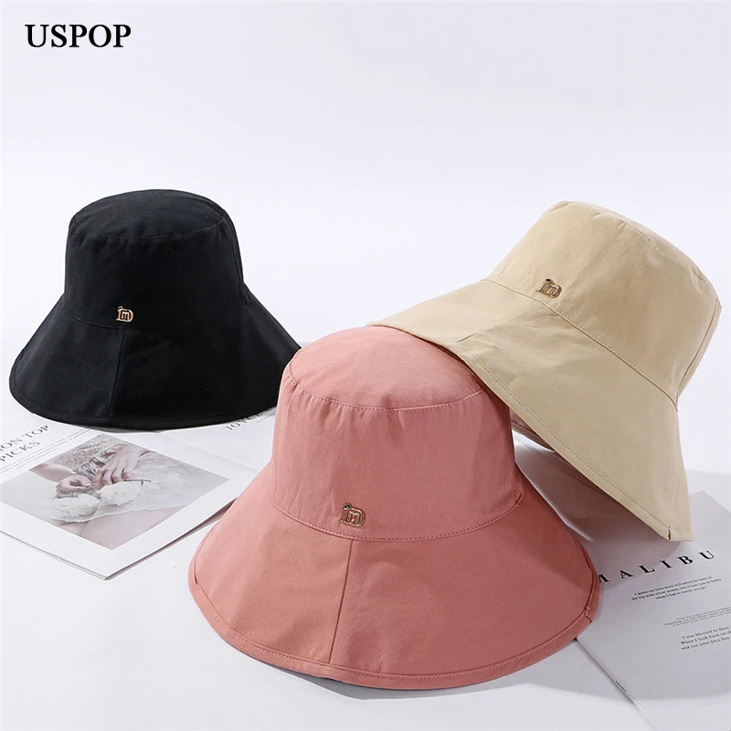 USPOP новые женские шляпы с широкими полями, шляпы от солнца, хлопковые клетчатые шляпы, шляпы на весну-лето