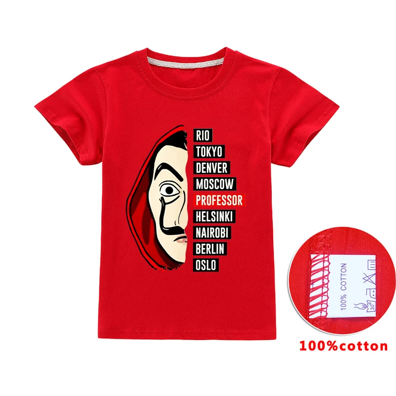 2020 Summer La Casa De Papel Tshirt Money Heist Tees TV Girl Short Sleeve T Shirt House of Paper Funny Children Clothes Clothing | Детская