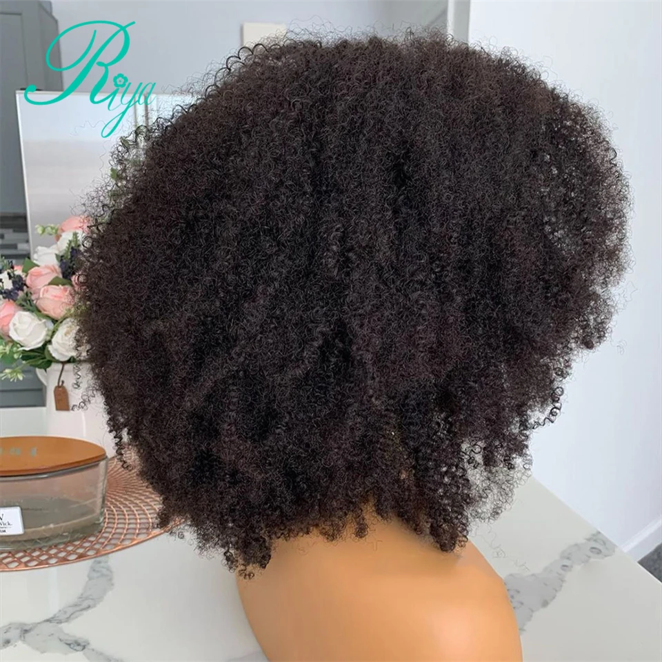 Afro Kinky Curly 13X4 Lace Front Wig With Baby Hair Mongolian Remy 13X6 Short Human Hair Wigs With Baby Bleached Knots Riya human hair wig lace front wigs