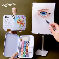 Montmartre 16/36-color Solid Watercolor Paint Fountain Pen Paint Tray Tool Set Pearlescent Metal Color Watercolor Art Supplies