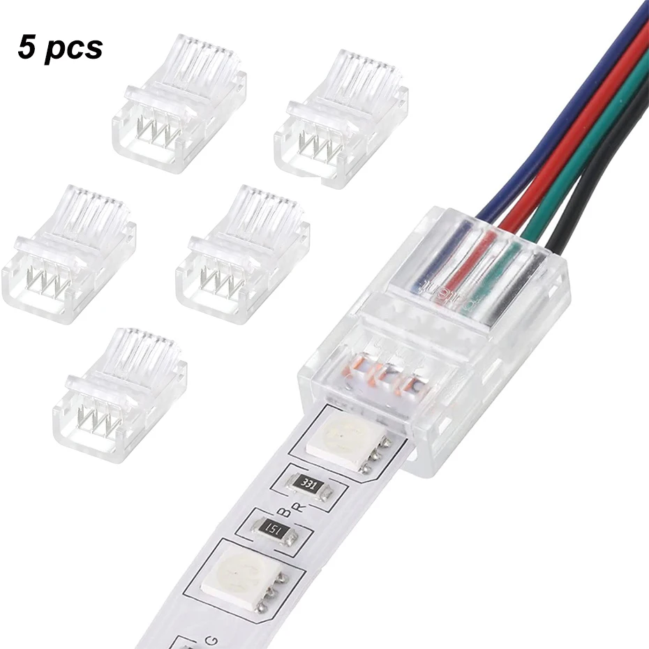 

5Pcs LED Connector 2/3/4Pin LED Strip Connector for 8mm 10mm RGB Tape SMD 5050 WS2811 LED Strip Light Wire or Strip Connection