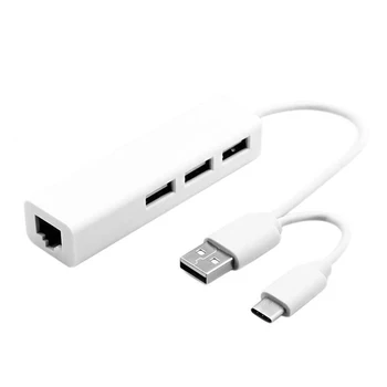 

USB Type-C/USB 2.0 To LAN/RJ45 Ethernet Network Adapter Cable+3 USB 2.0 Port Hub