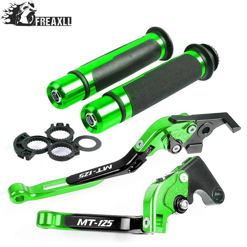 Motorcycle Adjustable Folding Brake Clutch Levers Handlebar Hand Grips For Yamaha For YAMAHA MT125 MT-125 MT 125 - Цвет: K With LOGO