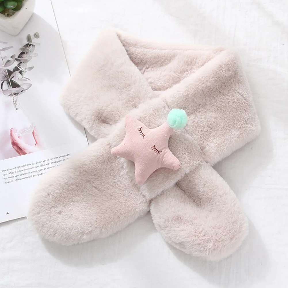 SC0502H08 Ins/Детские шарфы с героями мультфильмов; сезон осень-зима; модные повседневные теплые милые плюшевые шарфы со звездами - Цвет: SC0502H08