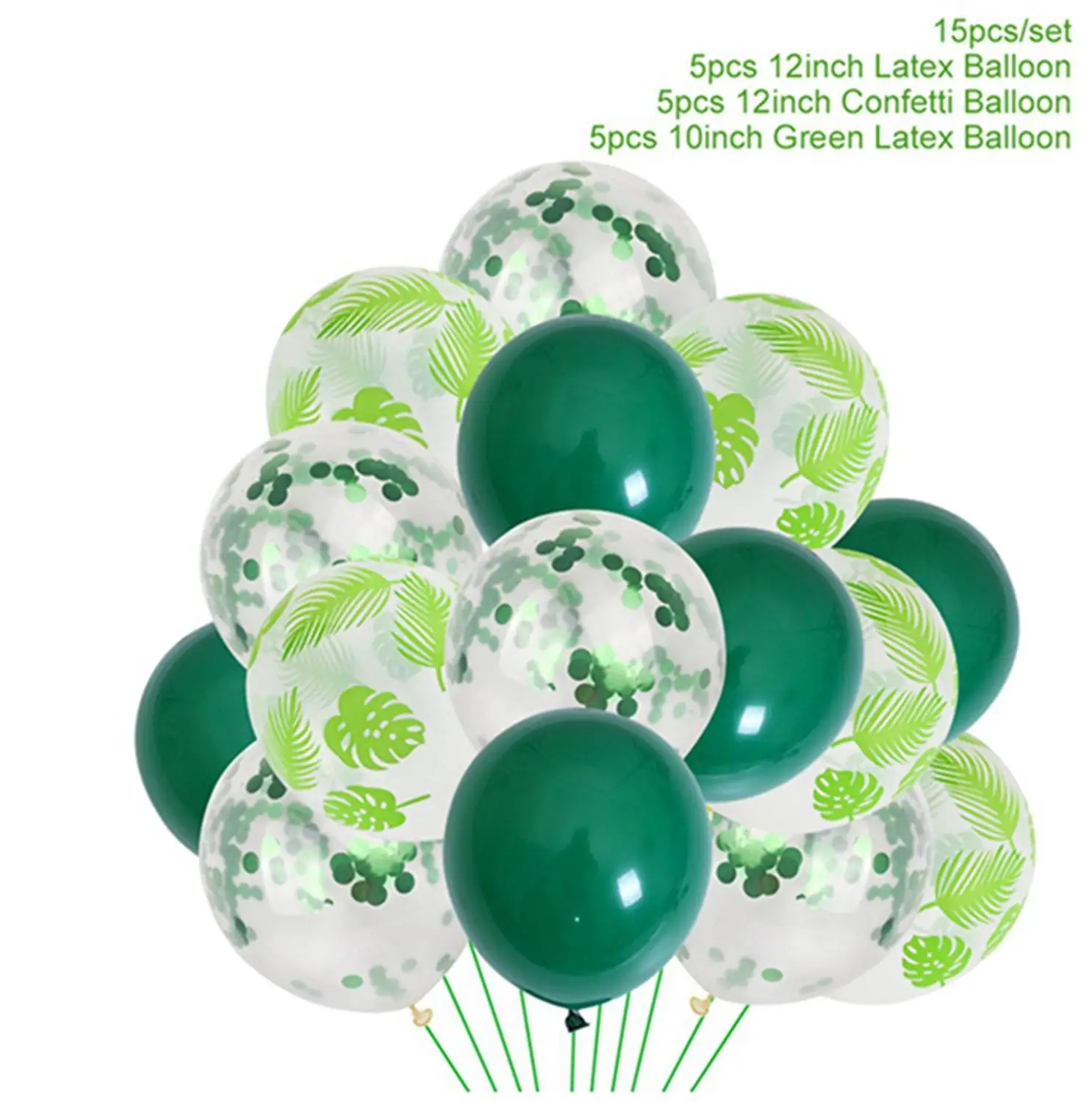 Латексные воздушные шары зеленые шары лесные животные пальмовый лист фольги воздушные шары для вечеринки в стиле сафари воздушные шары для дня рождения вечерние украшения Дети балон - Цвет: 15 Pcs Tropical