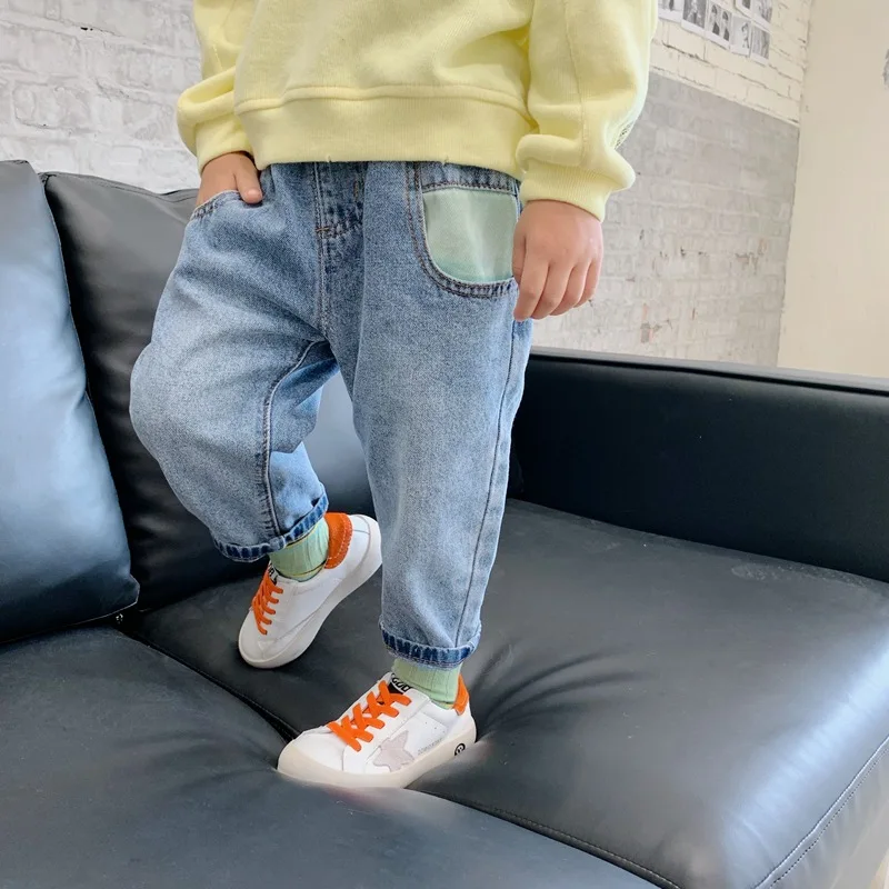 Kids Jeans Baby Girls Loose Harem Pants Boys Clothing Children Fall Winter Casual Toddler Ruffle Jeans Denim Elastic Trousers