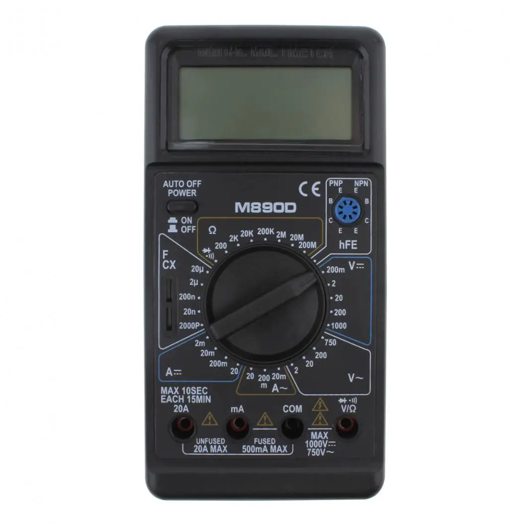 M890D Цифровой мультиметр DMM AC/DC Ом метр с емкостью hFE Тест для транзисторного теста er диагностический инструмент VEJ52 T50