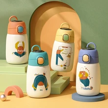 Botella de agua potable de acero inoxidable para niños y niñas, termo para bebés de 320ml/420ml, a prueba de fugas