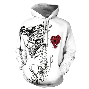 

3D Skeleton Heart Skull Printed Hoodie Sweatshirts Horror Movie IT Clown Pullover Tops Men Women Streetwear Casual Funny Hoodies