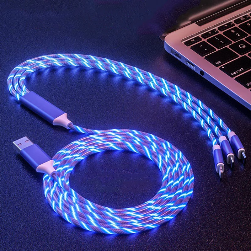

3in1 USB Cable for iPhone XS X XR 8 7 6 Cable Flow Micro USB Type C Cable for Samsung S9 S8 Fast Charging Cable 2A Charger Cord