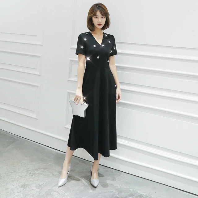 ladies black midi dress