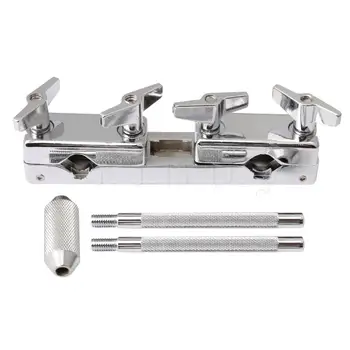 

Yibuy Sliver Zinc Alloy Cowbell Holder Percussion Dual-port Omnipotence With Rod