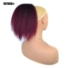 

8" Straight Ponytail Synthetic Yaki Drawstring Pony Tails Heat Resistant Synthetic Pony Tail Fake Hair Clip In Hair Extension
