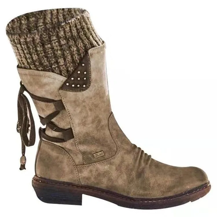 2021 Women Winter Mid-Calf Boots Flock Winter Shoes Ladies Fashion Snow Boots Shoes Thigh High Suede Warm Botas Boots Women 