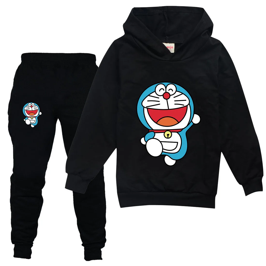 

Doraemon Girls Designer Clothes Cotton Baby Tracksuit Boys Hooded T Shirt Pants Suit Teenager Clothing Autumn Chrismas Clothes
