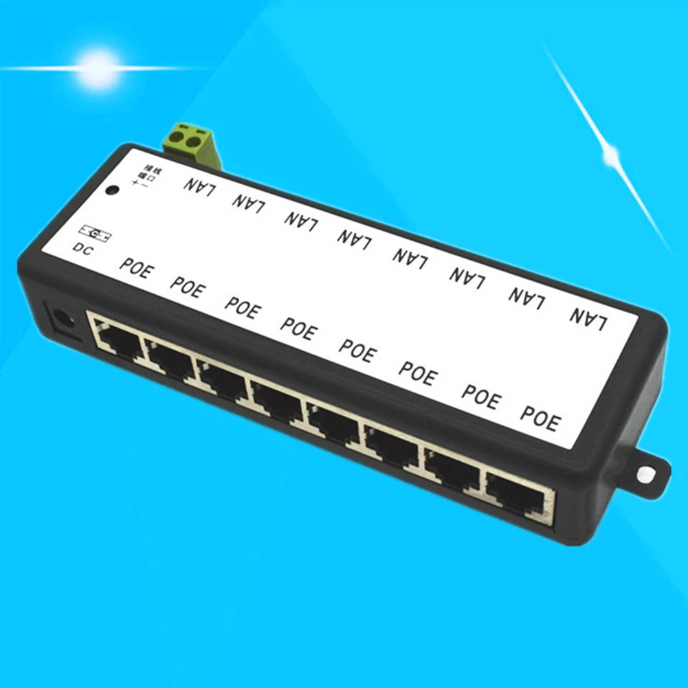 

Ethernet CCTV 12-48V Module Centralized Injector Splitter Camera Weak Electric Network Power Supply Box 8 Ports Monitoring POE