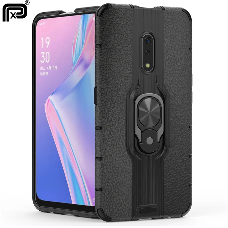 For OPPO Realme X Case Ring Holder Armor Bumper Back Cover K3 Soft Silicone &amp PC Coque |