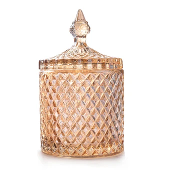 

Colorful Roman Style Jar Crystal Glass Covered Storage Jar Sugar Box Jewelry Jar Candy Jar Home Decoration HFing