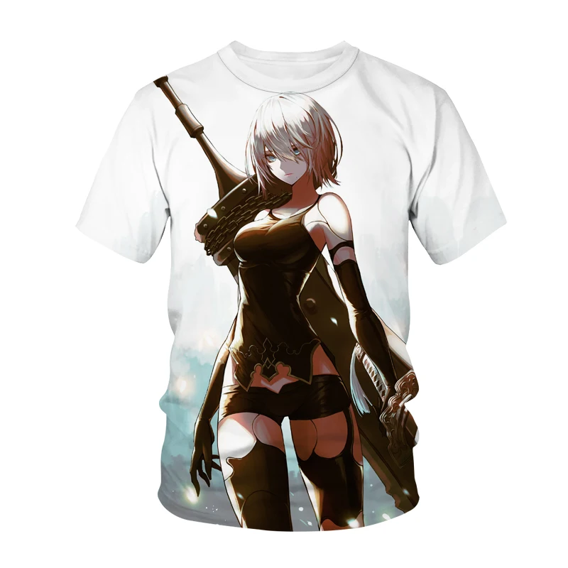 Новинка футболка Nier Automata с 3D принтом Аниме игры сексуальная милая девушка 2B