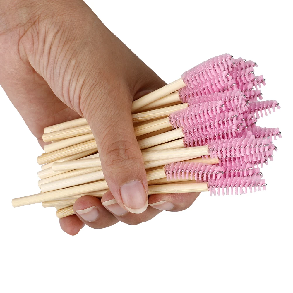 

100pcs disposable bamboo handle mascara eyelash brush