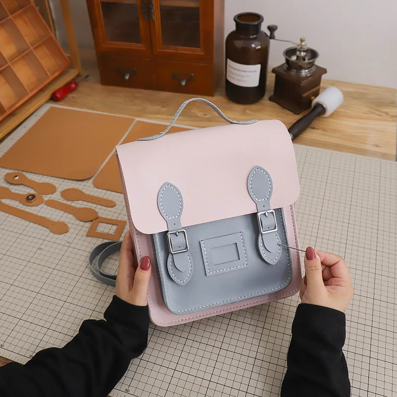 Retro Handmade Backpack Messenger Bag Hand Stitching Sew DIY Material Customized Cambridge Woven Bag Large Capacity