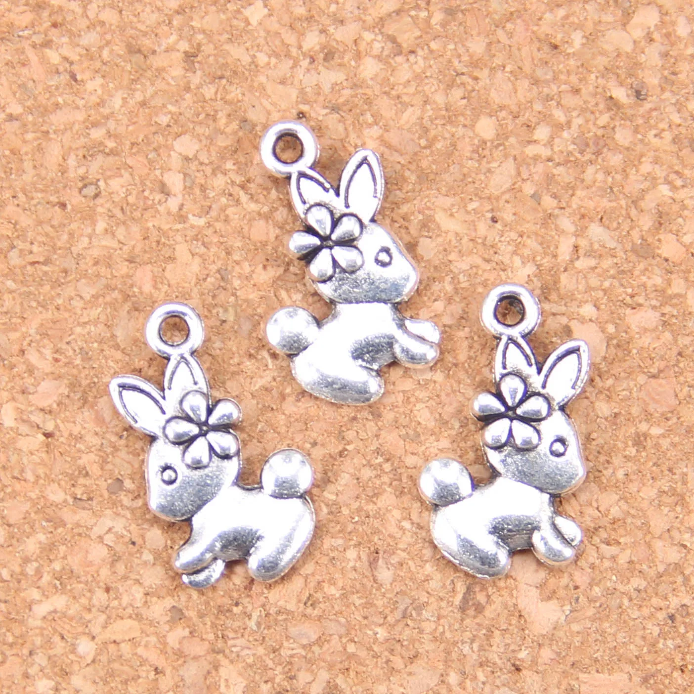 126pcs Charms double sided rabbit 18x10mm Antique Pendants Vintage Tibetan Silver Jewelry DIY for bracelet necklace | Украшения и
