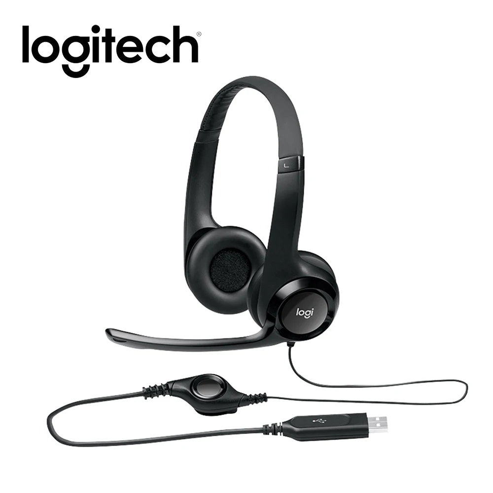 Logitech H390 стерео наушники USB Проводная компьютерная гарнитура с шумоподавлением