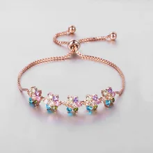 WEIMANJINGDIAN Brand 5 Flowers Shinning Cubic Zirconia CZ Crystal Adjustable Bracelets for Women or Wedding
