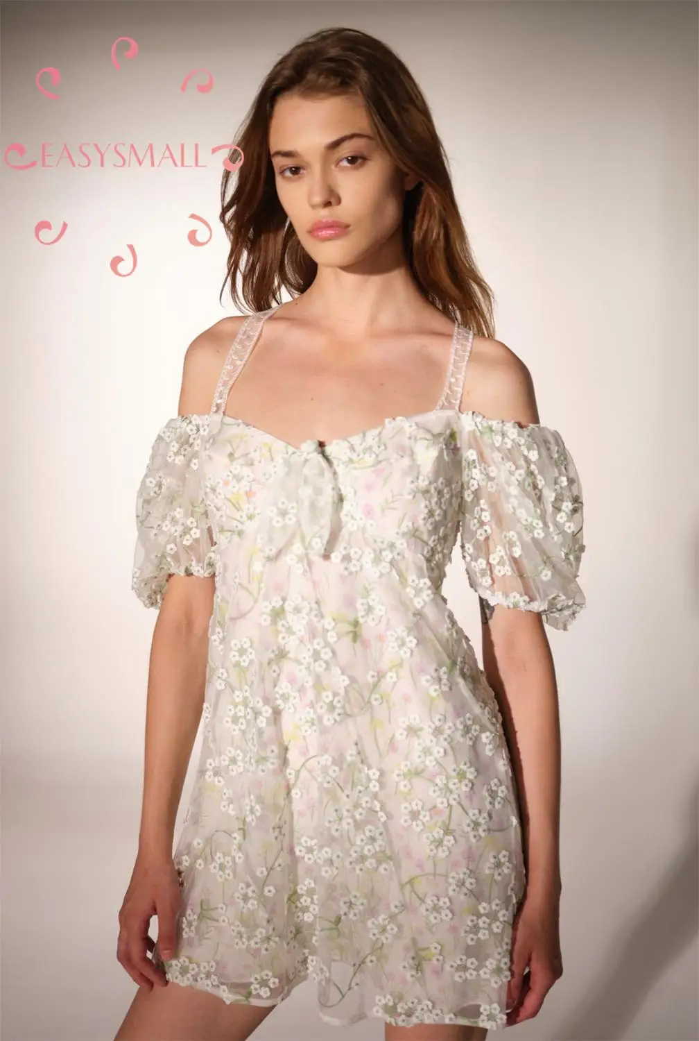 EASYSMALL For love lemons, женское платье, модное, сексуальное, открытая спина, высокое качество, Цветочная вышивка, вечерние платья с высокой талией