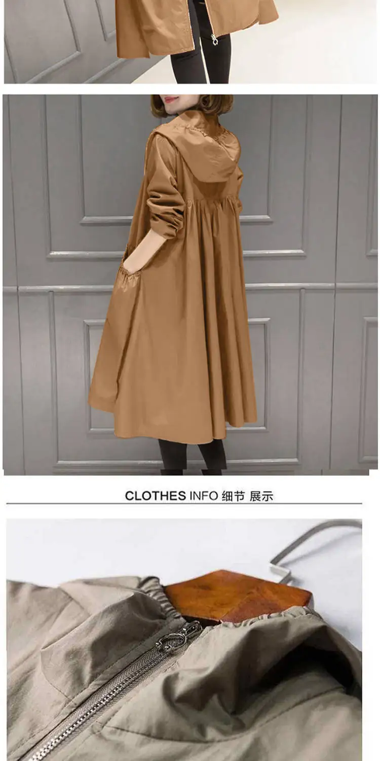 Spring And Autumn New Korean Casual Trench Coat Women's Medium-length over-the-Knee Loose And Plus-sized Thin High Quality