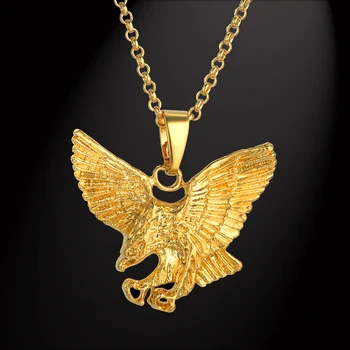 

Vintage Gold Color Copper Punk Eagle Pendant Necklace Animal Women Men Chain Necklace Jewelry