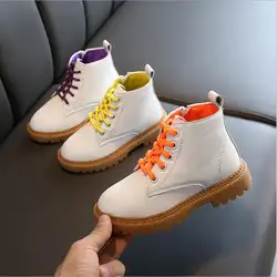 Новая детская обувь для девочек кожаные ботинки martin модные брендовые Детские ботинки для мальчиков водонепроницаемые детские ботинки