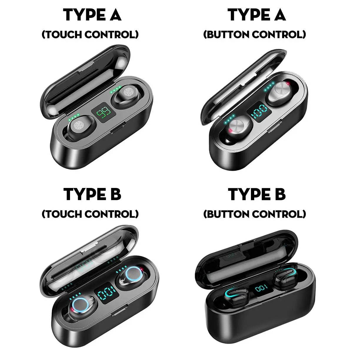 TWS Wireless bluetooth 5 0 Earphone LED Display Mini Wireless With 2000mAh Power Bank Phone Holder Sports Gaming Earbuds