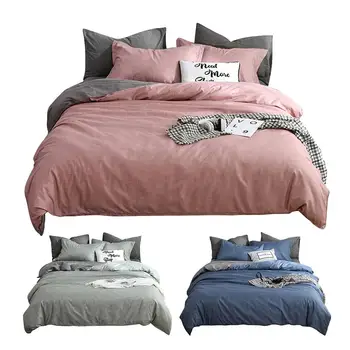 

4 Piece Bedding Set Solid Color Soft Duvet Cover With Bed Sheet And 2 Pillowcases Home Textile Bed Supplies