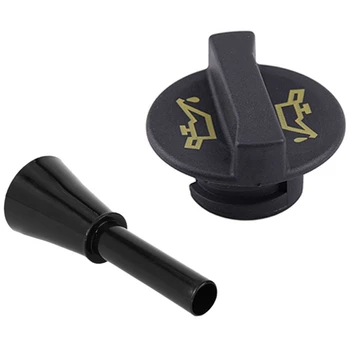 

New Arrival-2 Pcs Car Accessories: 1 Pcs Car Emergency Fuel Gas Petrol Filler Funnel Oil Black & 1 Pcs Oil Filler Cap
