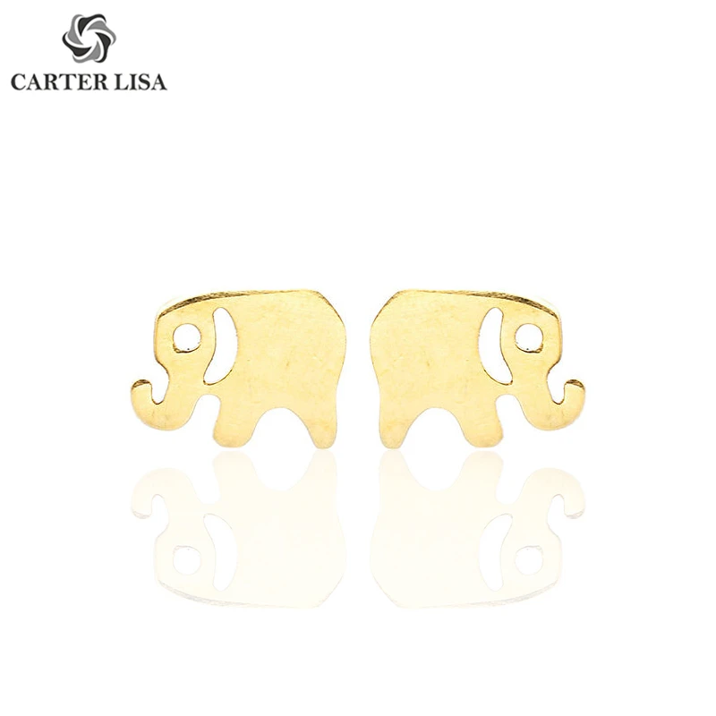 

CARTER LISA Fashion Jewelry Minimalist Elephant Stud Earrings Simple Cute Animal Ear Studs Christmas Day Gift pendientes