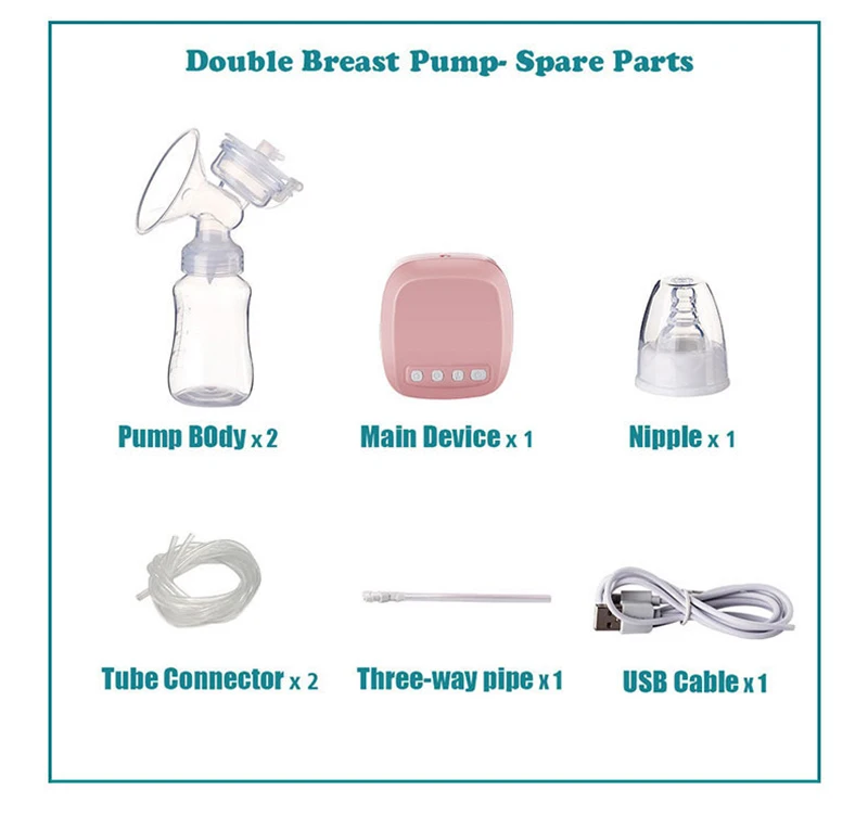 Double Electric Breast pumps Powerful Nipple Suction USB Intelligent Breast Pump With Baby Milk bottle Cold Heat Pad Nipples Electric breast pumps classic