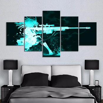 

HD Anime Girls&Barrett M82 Pictures Poster Animation Art Canvas Paintings for Girls Room Wall Decor