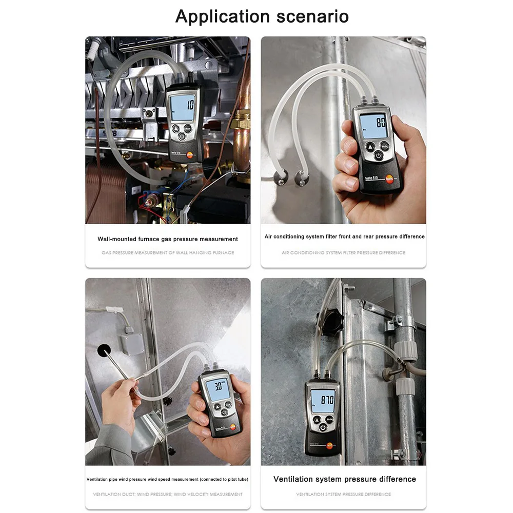 Цифровой Холодильный манометр Testo 510 точный PSI Дифференциальный Манометр 0-100hPa Воздушный манометр автомобильный домашний инструмент