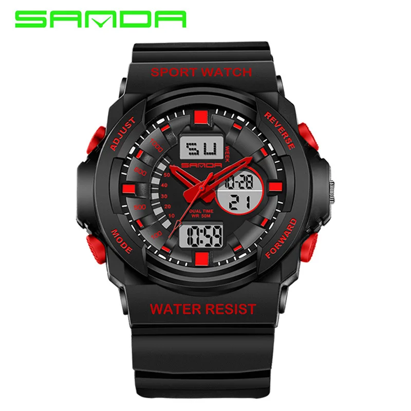 

New Style SANDA Brand Fashion Sports Men's Watch Multi-functional Timing Night Light Display Watch