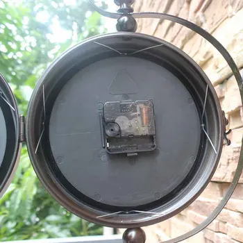 

New Brown Vintage Double Sided Metal Iron Frame Glass Wall Clock Station Wall Clock Wall Hanging Clocks Station Garden Decor