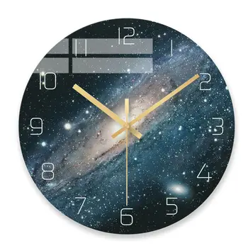 

Starlight Creative Nordic Style Simple Wall Clock Light Luxury Living Room Clock Decoration Tempered Glass Wall Clock