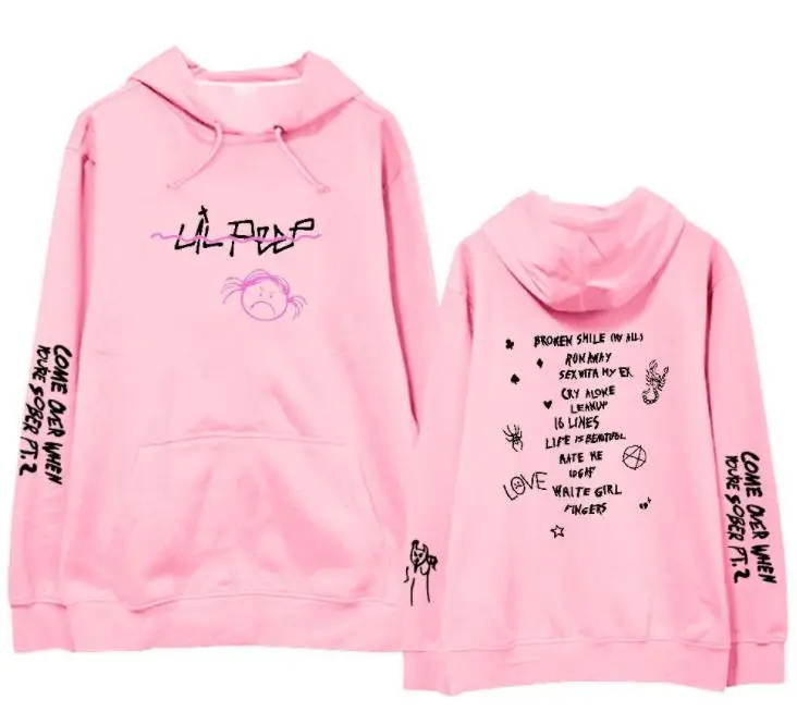 Модный пуловер с принтом lil peep подходит, когда вы трезвы, толстовки унисекс, флисовая/тонкая свободная толстовка, 4 цвета - Цвет: thin