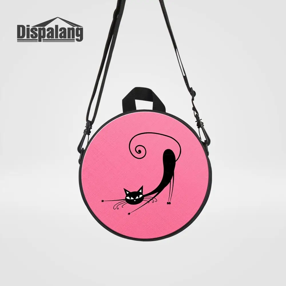 Розовая Круглая сумка-мессенджер с принтом кота для детского сада, сумки через плечо для книг, детские мини-сумки на плечо для путешествий, детский рюкзак - Цвет: Backpack05