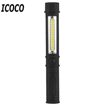 

ICOCO Tent lamp COB LED Portable Waterproof Flashlight Torch Magnetic Work Light Mini Torch Hanging Lamp use AAA