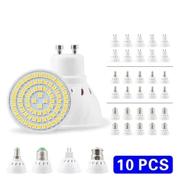 10pcs Lampada LED Spotlight Bulb E27 E14 MR16 GU10 B22 220V Bombillas LED Lamp 48 60 80 LED 2835 SMD Lampara Spot Light 3w 4w 5w